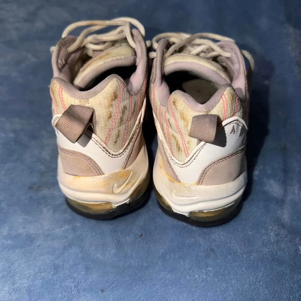 Nike Air Max 98 White/Atomic Pink-Crimson Tint Womens Size 9.5 no insoles